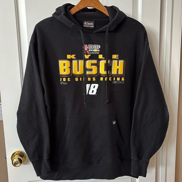 Nascar Kyle Busch #18 Black Chase Vintage Pullover Hoodie Sweatshirt Mens XL - Picture 1 of 9